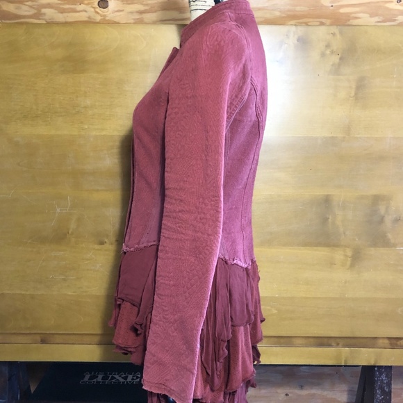 Women's Rust Jacket with Ruffle Hem - Picture 7 of 10